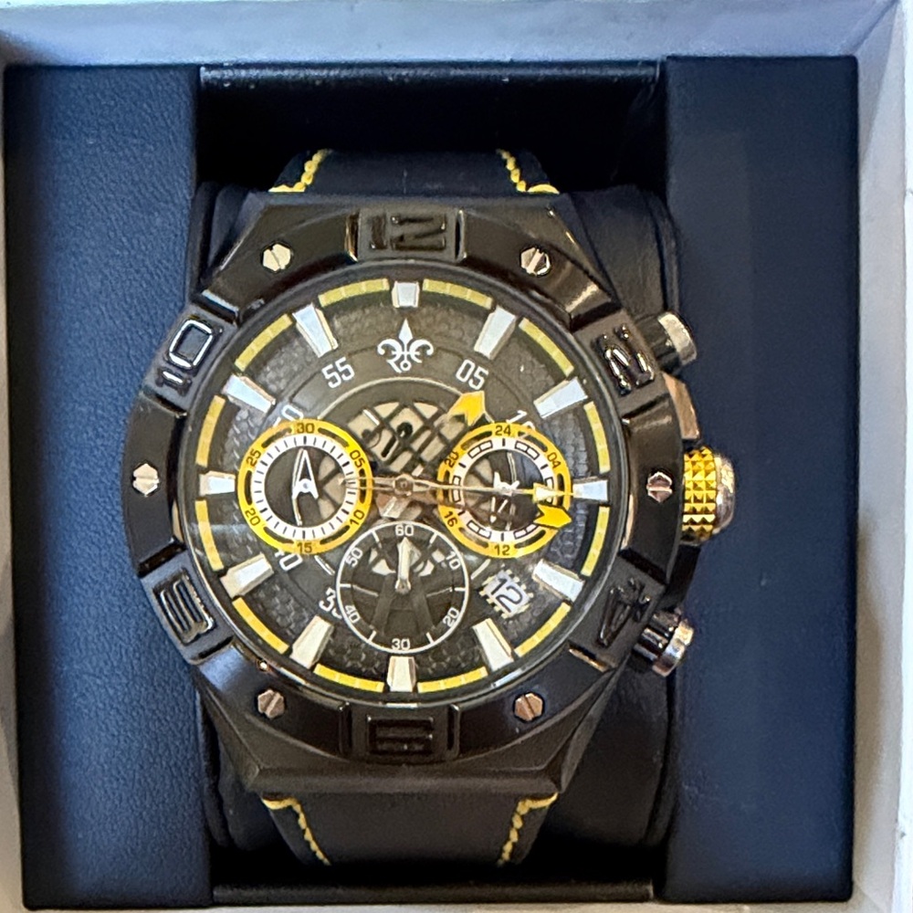 Ralph Christian Chronograph Black Case with Yellow Accents - Discontinued